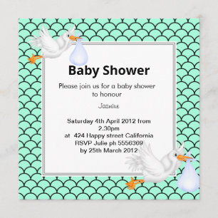 Invitación Mint green Mermaid cigüeña ducha de bebé invitan