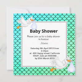 Invitación Mint green Mermaid cigüeña ducha de bebé invitan