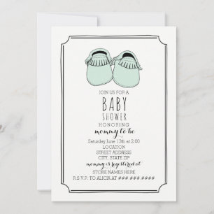 Invitación Mint Green Moccasins Boho Baby Shower