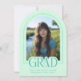 Invitación Mint Green Modern Minimal Grad Photo Announcement