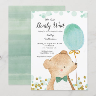 Invitación MInt Green Podemos esperar la ducha de bebé