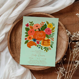 Invitación Mint Green Pumpkin Baby Shower Brunch Invitation