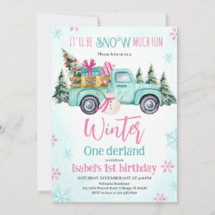 Invitación Mint Green Será Nieve Mucho Diversión Cumpleaños