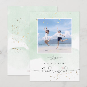 Invitación Mint Green Watercolor Servirás De Noviera