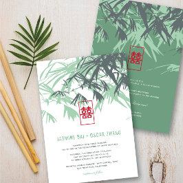 Invitación Mint Green Zen Bamboo deja Moda a Boda chino