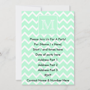 Invitación Mint Green Zigzag con Personalizado Monograma.