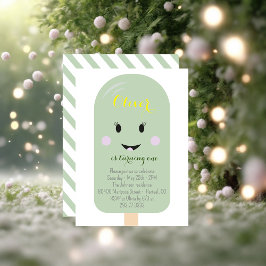 Invitación Mint Ice Cream Cone Scoop Confetti Cumpleaños Part