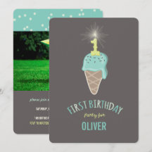 Mint Ice Cream Sparkler One Boy Fiesta de cumpleañ