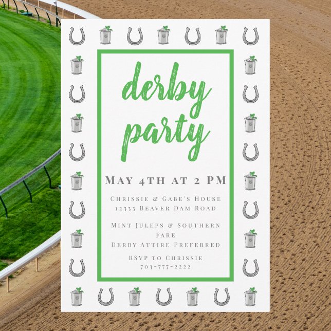 Invitación Mint Julep & Horseshoe Border Derby Preppy Race (Subido por el creador)