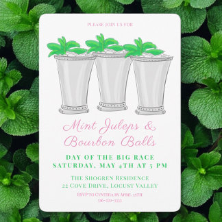 Invitación Mint Juleps Bourbon Balls Carrera de caballos Derb