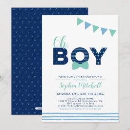 Invitación Mint & Navy | Tipografía Moderna para Baby Shower