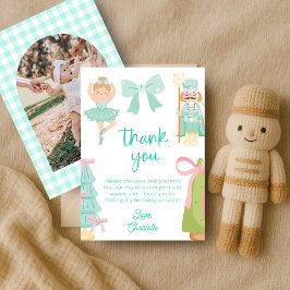 Invitación Mint Nutcracker Birthday Photo Thank You Card