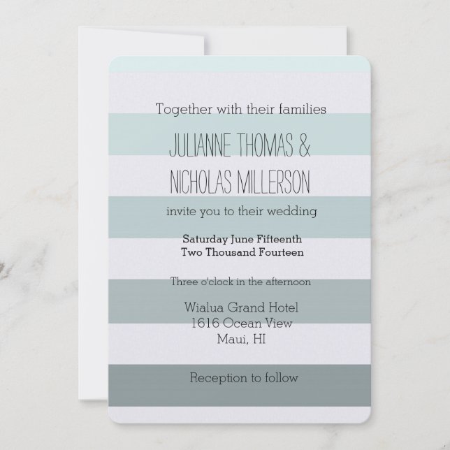 Invitación Mint Ombre Stripes Boda (Anverso)