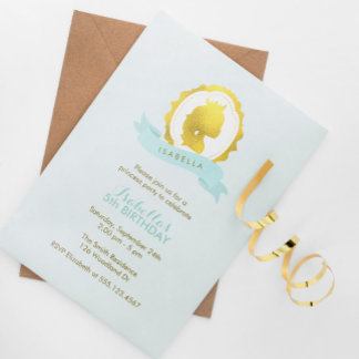 Invitación Mint Princess Cameo Chica Cumpleaños