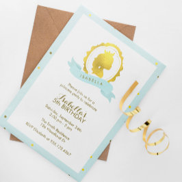 Invitación Mint Princess Cameo Chica Cumpleaños