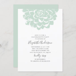 Invitación Mint suculento. Festividad moderna de soltería de 