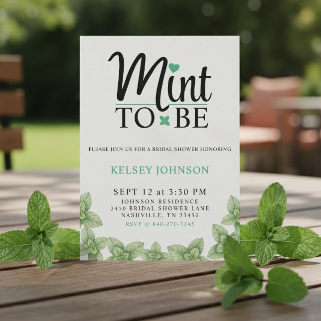 Invitación Mint to Be Mint Leaf Bridal Shower (Mint to Be Mint Leaf Bridal Shower Invitation
)