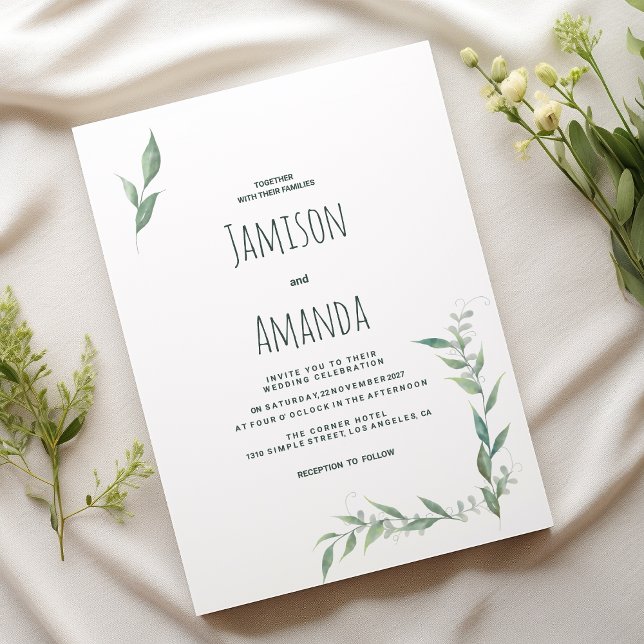 Invitación Mint watercolor greenery wreath Wedding (Mint watercolor greenery wreath Wedding )