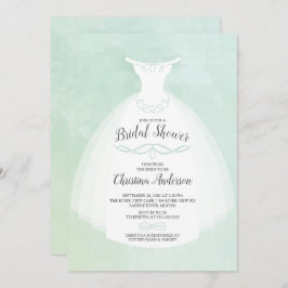 Invitación Mint Watercolor Novia Gown Bridal Shower