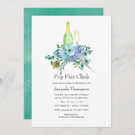 Invitación Mint y Blue Boho Pop Fizz Clink Bridal Shower