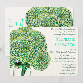 Invitación Mint y Emerald Zinnia Mason Jar Wedding