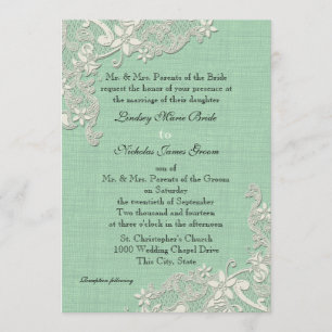 Invitación Mint y Lacey Ivory Floral