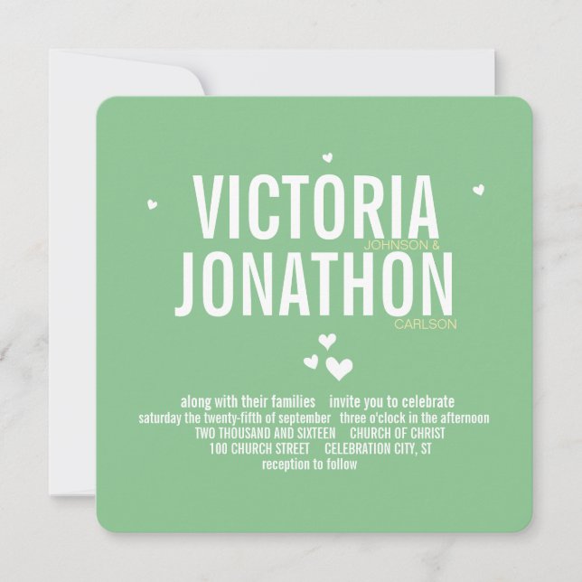 Invitación Mint Yellow Modern Patrón Geométrico Typografía (Anverso)