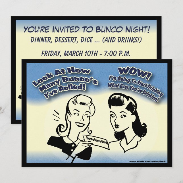 Invitación Mira cuántos Bunco he rodado (Anverso / Reverso)