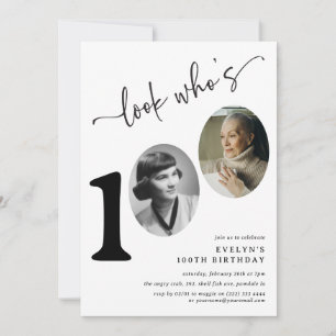 Invitación ¡Mira quién cumple 100! Foto moderna cumpleaños 10