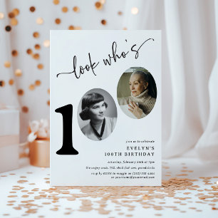 Invitación ¡Mira quién cumple 100! Foto moderna cumpleaños 10
