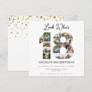 Invitación mira quién cumple 18 Collage de fotos cumpleaños a