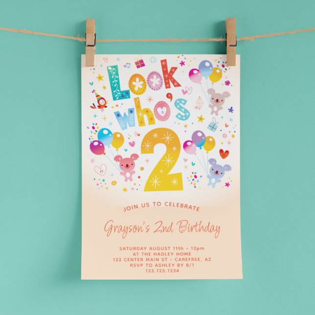Invitación Mira quién cumple 2 años (Subido por el creador)