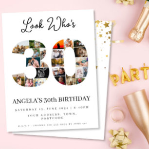 Invitación mira quién cumple 30 feliz cumpleaños fotomontaje