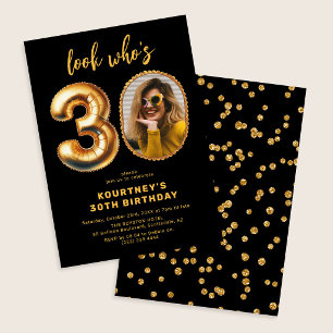 Invitación Mira Quién Cumple 30 Globos De Cumpleaños Número 3