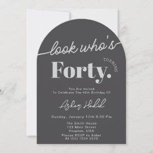 Invitación Mira Quién Cumple 40 Foto de Cumpleaños Simple Mod