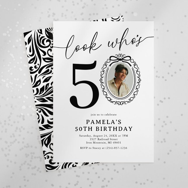 Invitación ¡Mira quién cumple 50! Foto elegante para el 50 cu (Subido por el creador)