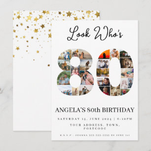 Invitación Mira quién cumple 80 años Collage de fotos de cump