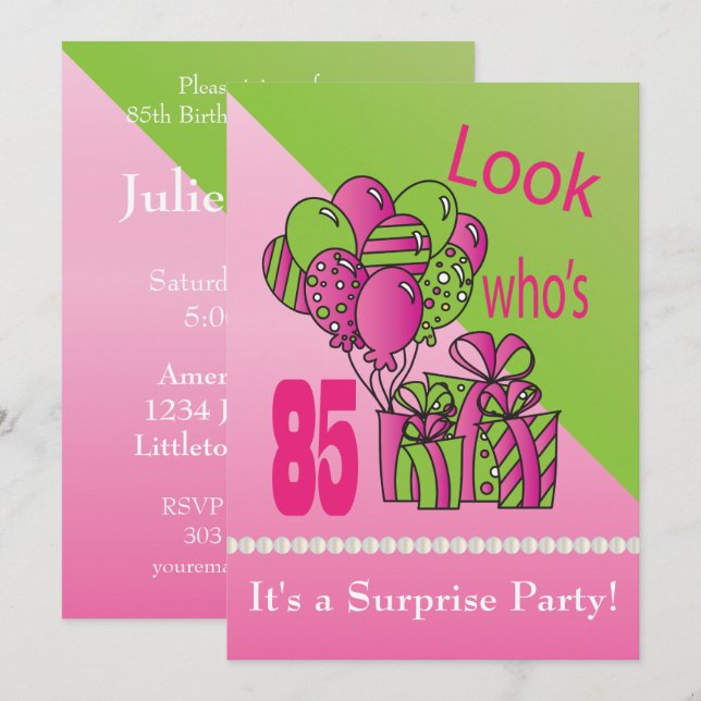 Invitación Mira quién cumple 85 años | 85 cumpleaños (Anverso / Reverso)