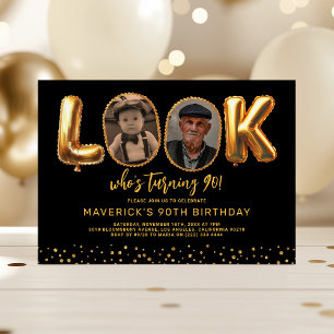 Invitación Mira Quién Cumple 90 Foto de cumpleaños noventa de