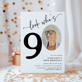 Invitación ¡Mira quién cumple 90! Foto moderna para el 90 cum