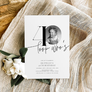 Invitación Mira quién es el 40 cumpleaños moderno simple