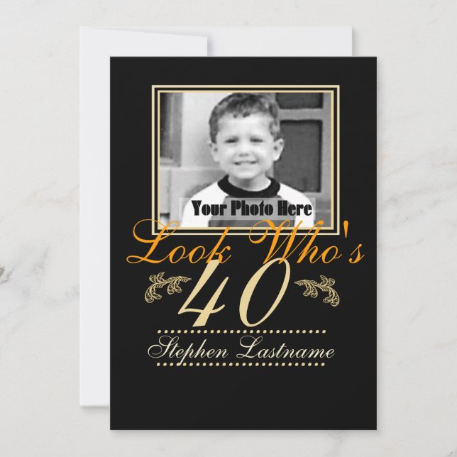 Invitación Mira quién es la foto de 40 (Anverso)