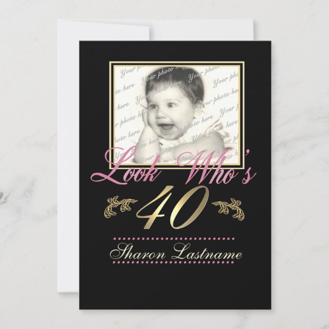 Invitación Mira quién es la foto de 40 (Anverso)