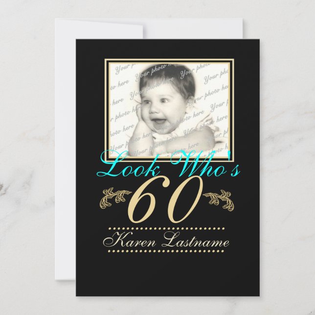 Invitación Mira quién es la foto de 60 (Anverso)