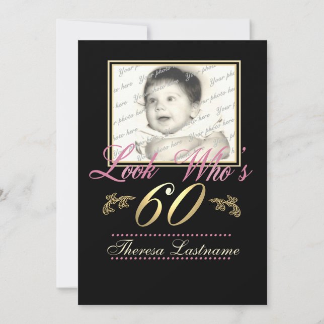 Invitación Mira quién es la foto de 60 (Anverso)