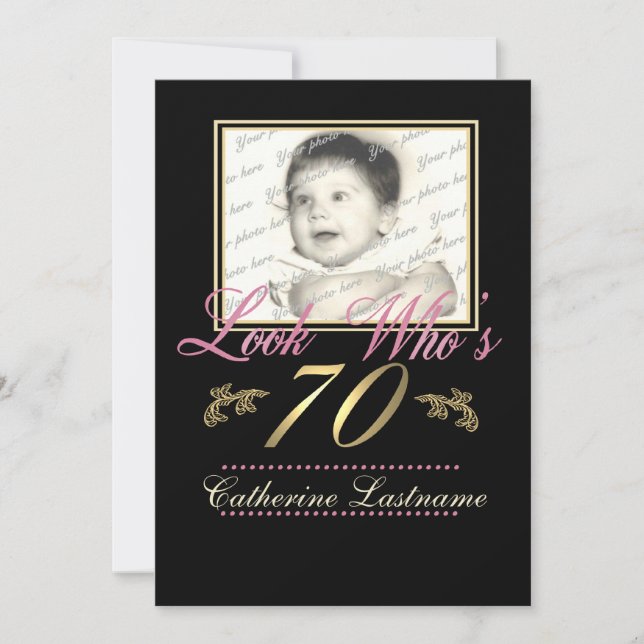 Invitación Mira quién es la foto del 70 (Anverso)