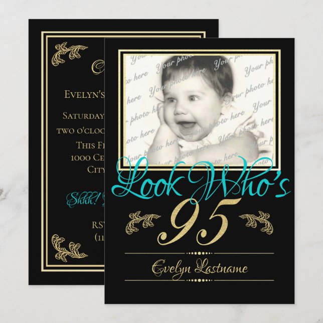 Invitación Mira quién es la foto del 95 (Anverso / Reverso)