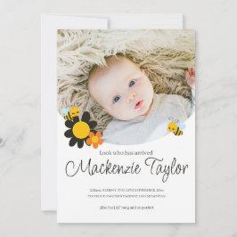 Invitación Mira quién está aquí Recién nacido Abeja Invitació