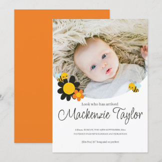 Invitación Mira quién está aquí Recién nacido Abeja Invitació