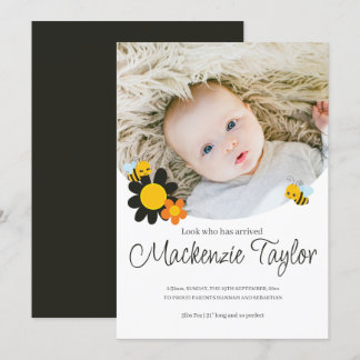 Invitación Mira quién está aquí Recién nacido Abeja Invitació